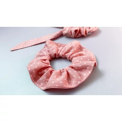 Scrunchie hajgumi - FÁRADT RÓZSASZÍN PÖTTYÖS