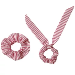 Scrunchie hajgumi - PINK-FEHÉR CSÍKOS