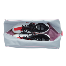 világosszürke-rózsaszín cipőtartó táska