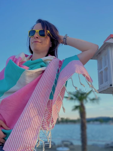 BrightMe Amalfi törölköző - PINK-TÜRKIZ