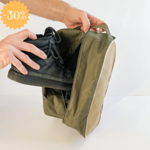 khaki-drapp-bézs cipőtartó táska
